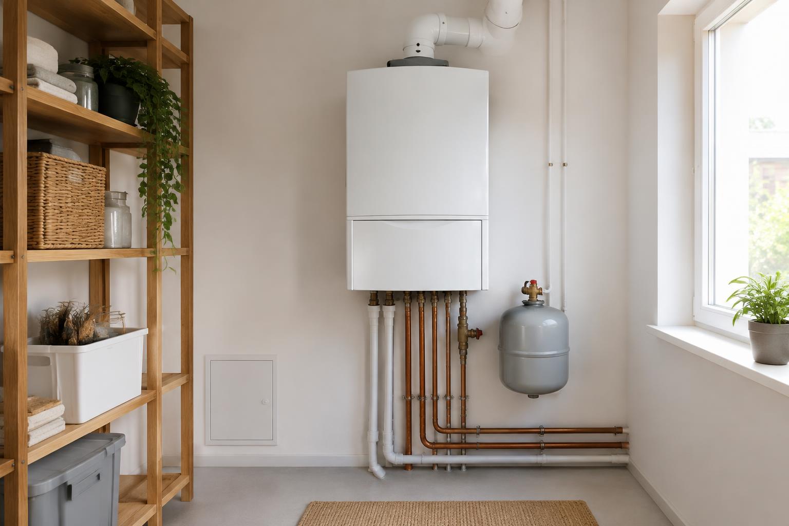 Cv-ketel in een bijkeuken — sfeerbeeld