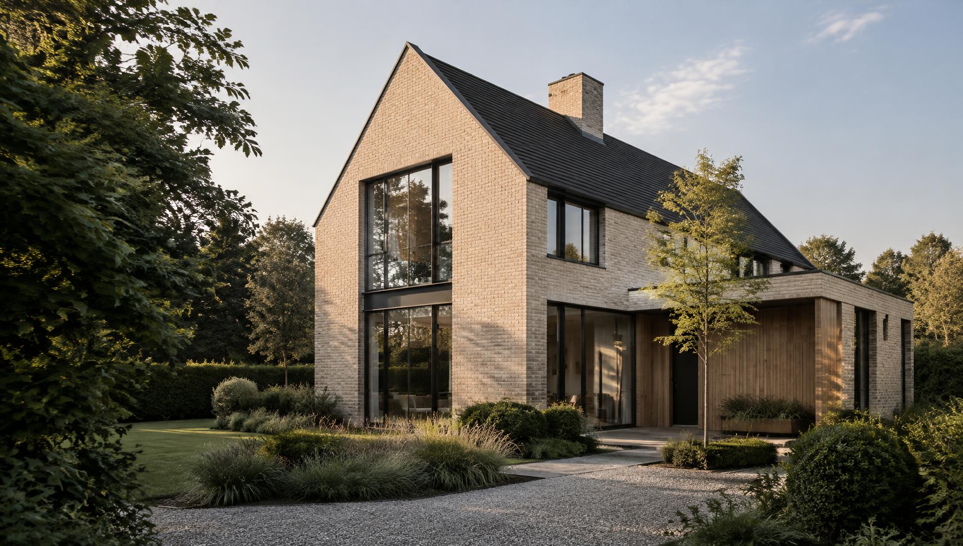 Eigentijdse woning in een groene tuin — sfeerbeeld